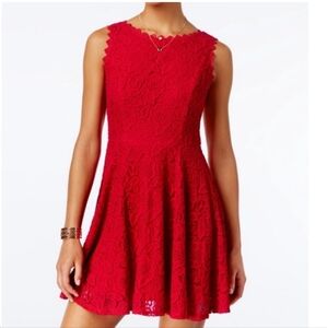 NWT CITY STUDIO RED LACE DRESS SIZE 11 STRETCH LINED INTERIOR NEW WITH TAG